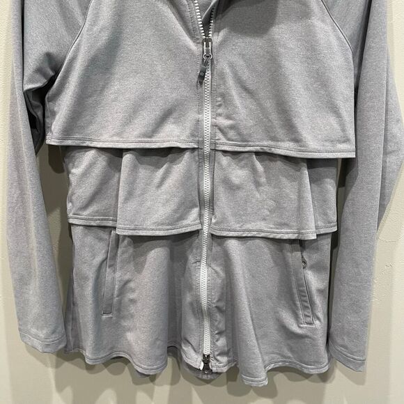 Athleta Renew Tiered Ruffle Zip Jacket Gray - Size: XS - Picture 4 of 8